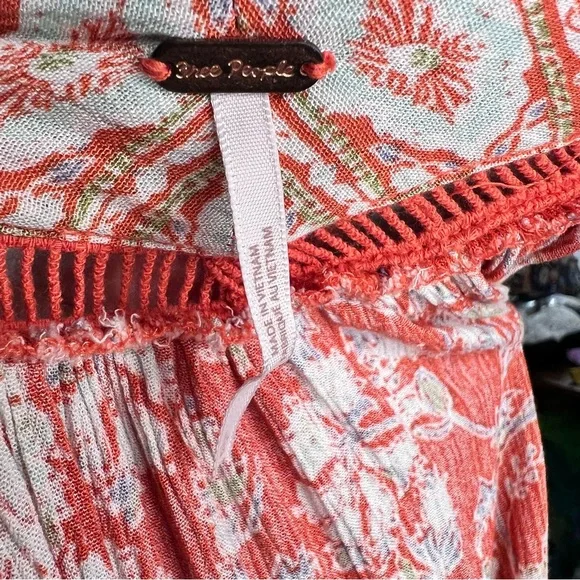 Free People Women Size Large Moonlight Dance Red Coral Orange Tunic - Picture 7 of 7